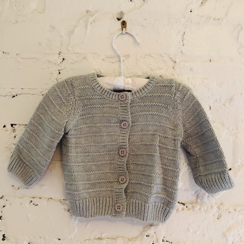 Newborn Polarn O. Pyret Knit Grey Cardigan